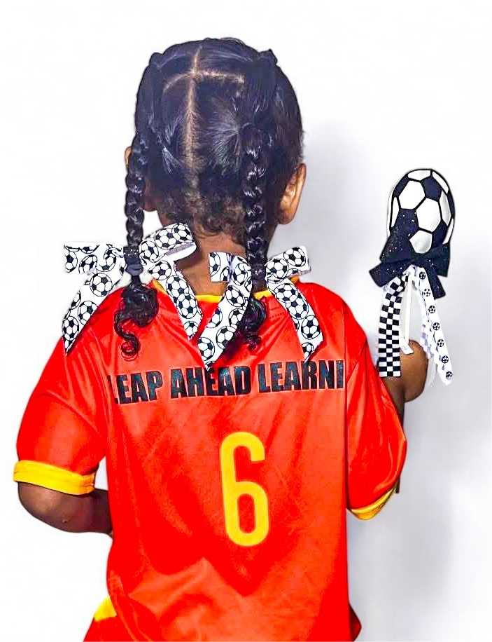 Soccer Ribbon Bow Piggies