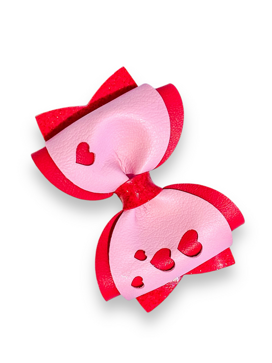 Heart Cutout Hair Bow for Girls