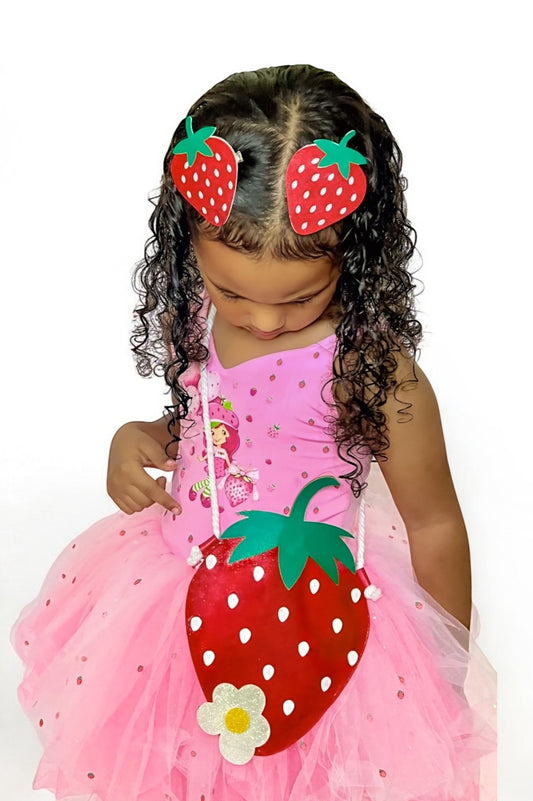 Strawberry Hair Clips & Purse Set