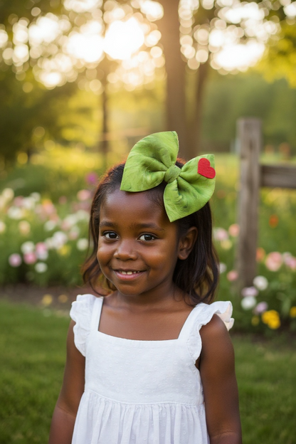 Green Fur Puff Hair Bow