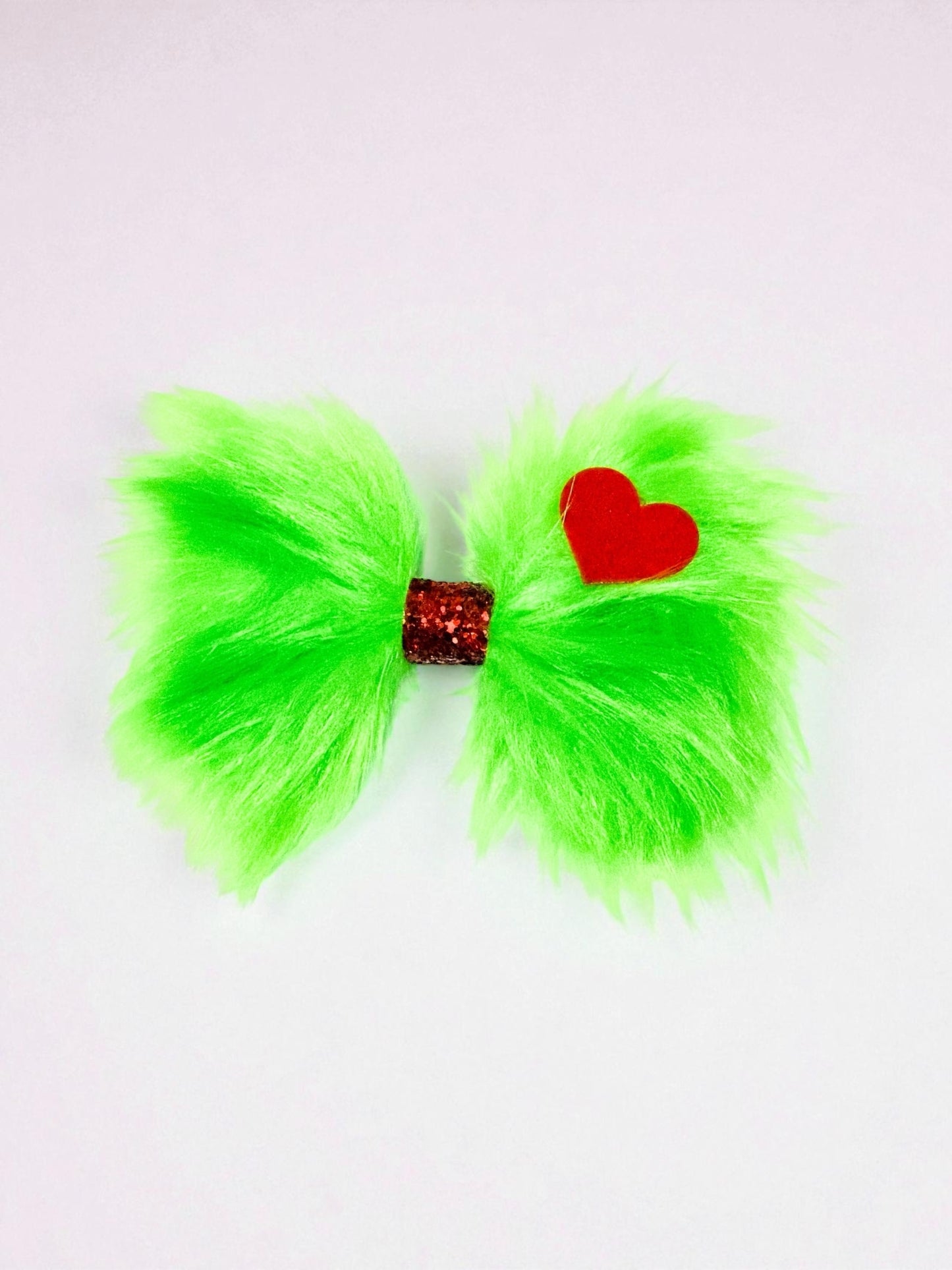 Green Fur Hair Bow