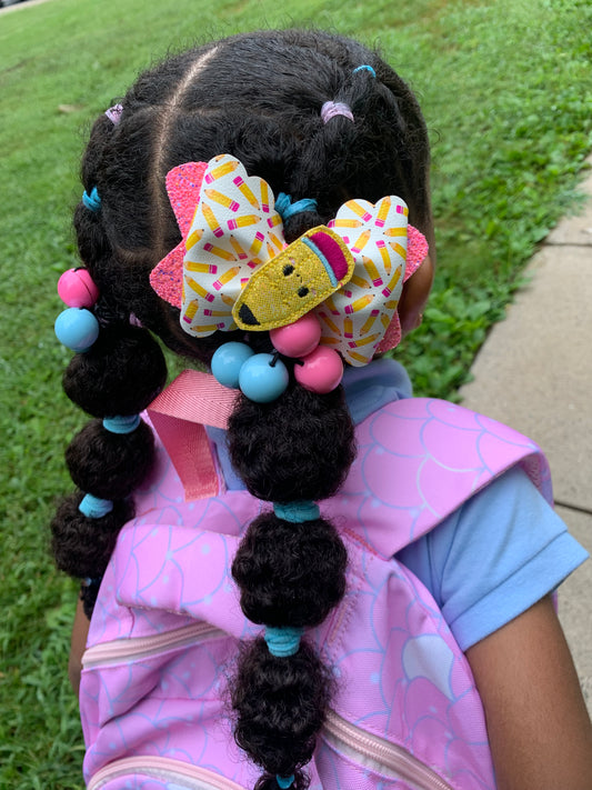 Back to School Hair Bow for Girls