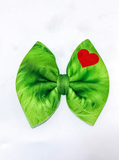 Green Fur Puff Hair Bow