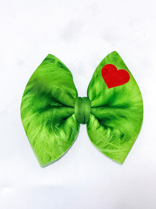 Green Fur Puff Hair Bow