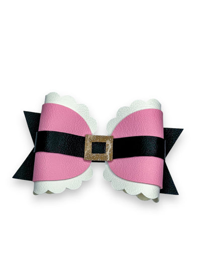 Pink Santa Hair Bow for Girls
