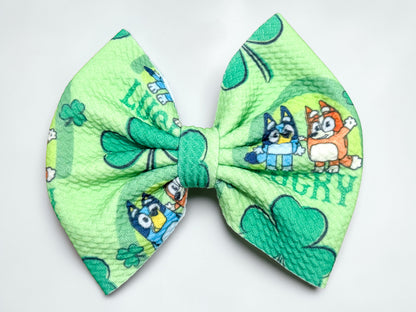 St. Patrick’s Day Hair Bow | Shamrock & Solid Green Options (5" Clips)