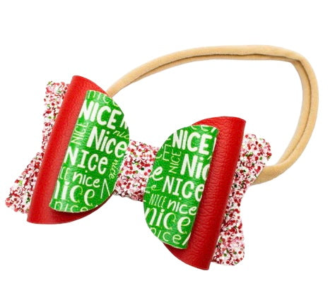 Christmas Hair Bow on Nylon Headband